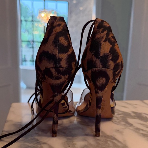 SCHUTZ Black and Tan Striped Heels - Picture 3 of 4